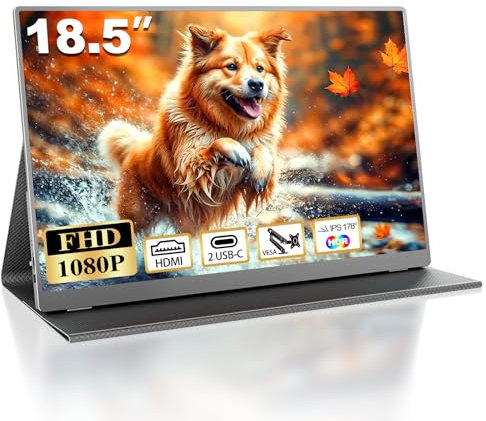 COOLHOOD Monitor Portatil, 18.5 Pantalla Portátil 100Hz, 1080P IPS Display, Soporte VESA, Segunda Pantalla para Laptop Teléfono PC Xbox Switch PS5
