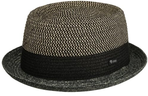 LIPODO Sombrero de Paja Ennario Pork Pie Hombre - Made in Italy Sol Primavera/Verano Verano - S (54-55 cm) Antracita
