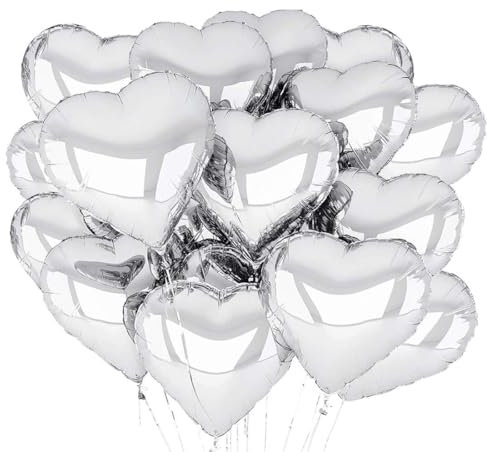 Herz Folienballon Silber 30 Stück,Herzballons Hochzeit Silber,Herz Helium Luftballons,Herzluftballons für Party,Geburtstag,Valentinstag, Hochzeit, Verlobung,Muttertag(Silber)