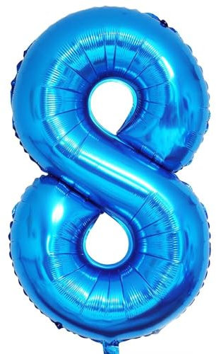 Vthoviwa 32 Zoll Luftballon Zahlen 8 Blau, Luftballon 7. Geburtstag Foil Ballon, 0123456789,10-19,20-25,30,40,50,60,70,80,90, Folienballon 8 Party Dekoration