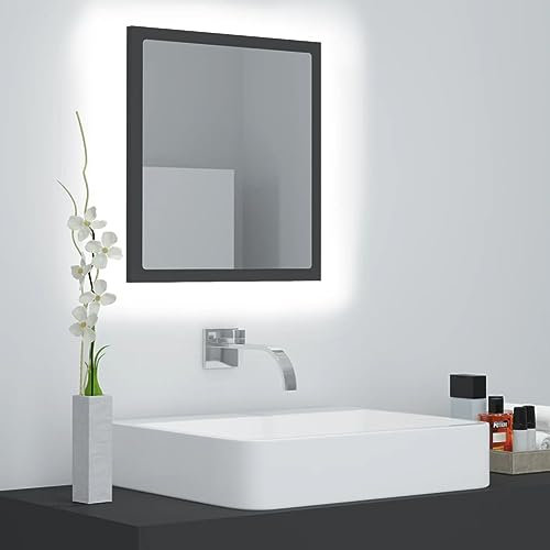 ARKEM Espejo de baño acrílico Gris Brillo 40x8,5x37 cm Espejo Decorativo Espejos De Ventana