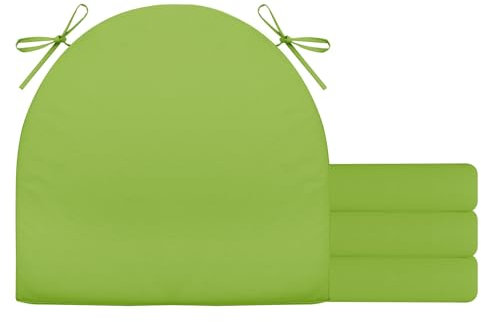 BESTORI 4er Set Stuhlkissen mit Bändern Wasserdicht Rutschfestes Sitzkissen Bequeme Halbrund Sitzpolster für Gartenmöbel Oder Stuhl Wasserdicht Garten 40 x 40 x 4 cm Hellgrün