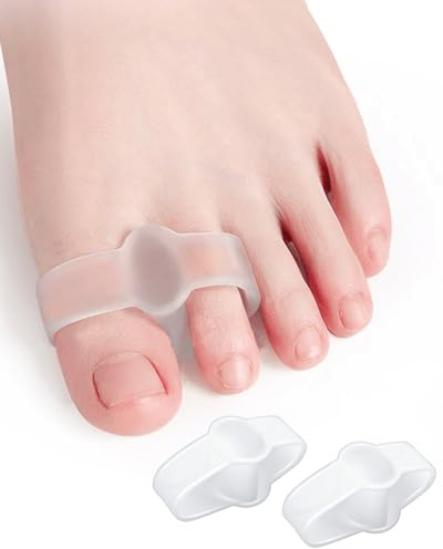 PGRODE Ballenzeh-Zehenkorrektor, Gel-Zehenspreizer mit 2 Schlaufen für Damen, großer Zeh, Schmerzlinderung, überlappende Zehen, Hammerzehen, transparent, 10 Stück