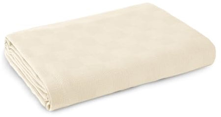 Morbidissimi Copriletto Leggero Happy in Piquet di Puro Cotone, Tinta Unita, Ideale per Primavera e Estate, Copri Letto Pratico Confortevole e Traspirante Matrimoniale 260x260 cm Avorio