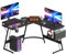 SANODESK Gaming Tisch 127x127x75cm,Schreibtisch mit Monitorständer,Eckschreibtisch,Schreibtisch L Form,Gaming Schreibtisch L-förmiger,Groß Pc Ecktisch,Schwarz