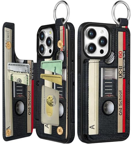 Shorogyt for iPhone 11 Pro Max Wallet Case with Card Holder - Cute Designer CD Tape Pattern Kickstand Magnetic Clasp Back Flip Folio Leather Phone Cases for Women Men Girls for iPhone 11 Promax