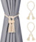 Moorle 2 Stück Raffhalter für Vorhänge Beige, Magnetische Vorhang Raffhalter, Vorhänge Band zum Zusammenbinden, Boho Vorhang Halter Magnetisch Gardinen Raffhalter für Kinderzimmer Büro Schlafzimmer