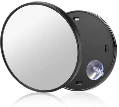 EYVRPAU Miroir grossissant x10 avec 2 ventouses,parfait pour maquillage,points noirs,imperfections,de poche,grossissant de voyage,(Diamètre 9 cm),Petit Compact pour épiler les sourcils