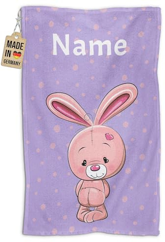 Print Royal PR Kinder-Handtuch mit Name personalisiert - Hase - Geschenk für Jungen und Mädchen, Tier Geschenke, Kindertag, Handtuch Personalisieren | Fotohandtuch 50 x 30 cm
