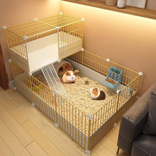 Pgkog Meerschweinchen Gehege, Nagerkäfig Haustierkäfig, Hasenkäfig, Netzabstand 1,5 cm, Hamsterkäfig, Tragbarer Hofzaun mit Wasserdichtem Kunststoffboden