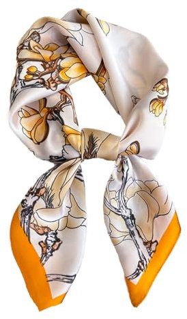 CCAIPU Satin Seidentuch Damen, Elegante Leicht Seidenschal Bandana Halstuch Kopftuch Schal Tuch Krawatte Geschenk für Frauen 70 x 70cm