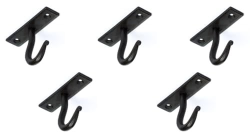 Fayesia Cup Hooks - Blacksmith Handcrafted - Wrought Iron Mug Hooks for Under Shelf - Set of 5 Single Prong Hooks - Screws & Fittings Included - Kitchen, Utensil, Storage etc (Beeswax)