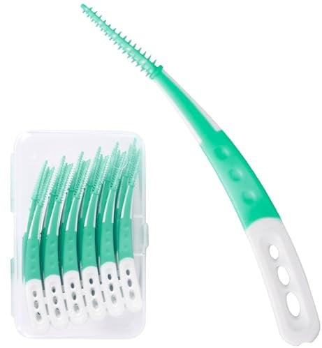 Cepillos Interdentales 60 Piezas,Cepillo Interdental,Palillos Interdentales,Forma Curvada,Llegue Fácilmente a Lugares de Difícil Acceso