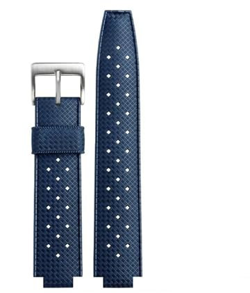SYFCSEW Atmungsaktives Armband, kompatibel mit Tudor Submarine Pelago Battle Axe m25600 25500 25600, Gummi-Uhrenkette, wasserdicht, konvex, 22 x 12 mm(Blue-silver A,22mm-12mm)