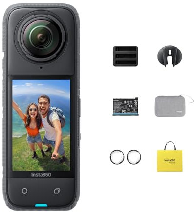 Insta360 X4 Adventure Bundle - 8K Waterproof 360 Action Camera, 4K Wide-Angle Video, Invisible Selfie Stick Effect, Removable Lens Guards, 135 Min Battery Life, AI Editing, Stabilization, for Sports
