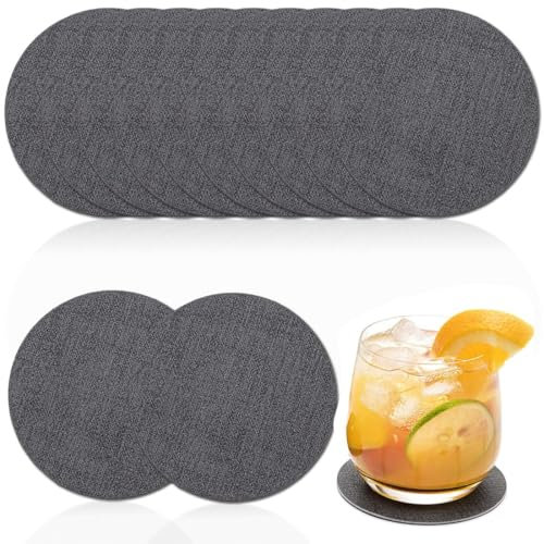 Set de 12 Dessous de Verre, Sous Bock, Sous Verre, Dessous de Verre Antidérapant, Dessous de verre Lavable en cuir synthétique, pour Boissons, Tasses, Bar, Verre