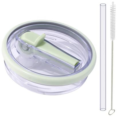 Leak Proof Lid for Stanley Cup 40oz, Leak Proof Replacement Lid for Stanley Cup with Straw, No Spill Lid for Stanley Quencher Reusable Leak-Proof Cup Brush with Straw (C, 2PCS) (Green, 1 PCS)