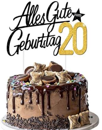 Torten Deko 20 Geburtstag – Glitzernder Cake Topper für Frauen & Männer (20)