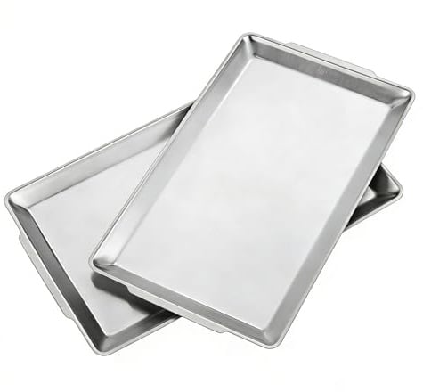40x24cm große Serviertablett, 2er Set,robuste große Servierplatten aus Edelstahl,Splitter- und Kratzfest,Silber rechteckige Tablett für Essen, Obst, Party, Hochzeit, Weihnachten