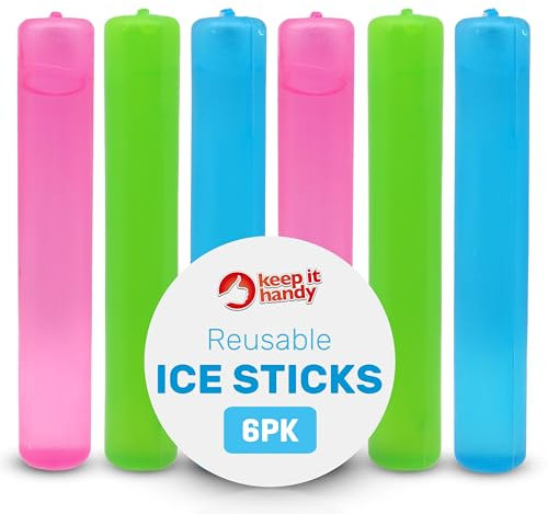 SOL 12pk Reusable Ice Cube Cooling Sticks, Freezable Plastic Ice Sticks for Water Bottles & Tumblers, Non-Melting Travel Drink Cooling Accessories for Summer Hydration, Ideal for Gym & Party