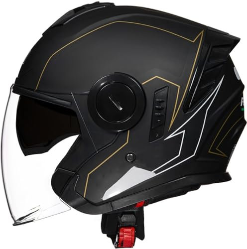 Casques Bols Casques Jet Casque Moto Vintage avec Lunettes Casque De Pilote Rétro Casque Casque Scooter Homme Femme Demi Casque Coupe-Vent Casque pour Moto Vélo Scooter 4,M