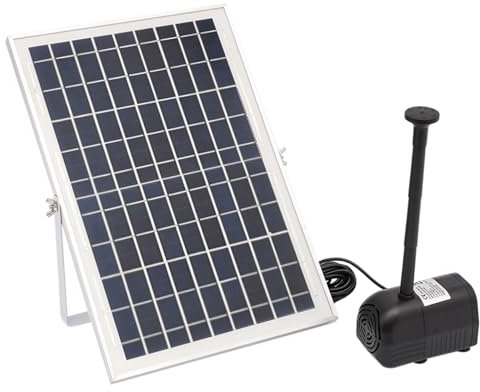 Solar Teichpumpe 10W Solarbetriebener Wasserpumpe Brunnen Freistehend Solar Springbrunnen für Außen Moderne Bachlaufpumpe Solar für Garten, Teich, Fisch Behälter Max Wasserhöhe 1.5m