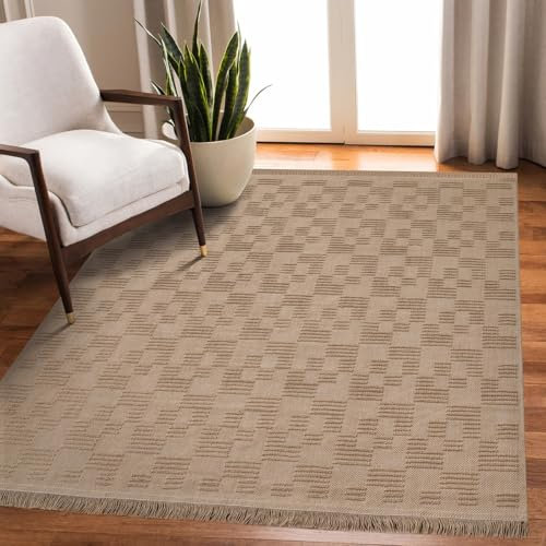 Rugium Natürlicher Jute Teppich, Beige Moderner, Rechteck, Boho Stil Jute Teppich für Wohnzimmer, Küche, Schlafzimmer, Natura 6664 (120 x 180 cm)