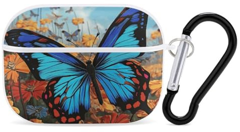 for AirPods Pro Case Cover Cute Big Butterfly Case Compatible with Airpod Pro 2 Case Protection Cover for Wowen Men AirPods Pro Case Accessories with Keychain