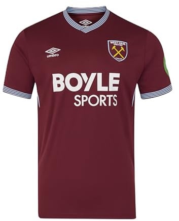 Umbro West Ham United FC Men's Home Short Sleeve Shirt, New Claret, XXL
