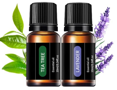 2 Stück Ätherische Öle - Lavendelöl Bio & Teebaumöl Bio - Naturrein Ätherische Öle für Diffuser - Lavender & Tea Tree Essential Oils - Duftöl für Hautpflege, Aromatherapie, Haarpflege, Massage, Bad