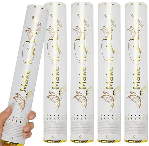 Mineup 4 * Konfettikanone, 3-5 Meter Konfettikanone Hochzeit, 30cm Party Popper, Konfetti-Shooter, Konfetti Kanonen, Konfettikanonen Weiß für Geburtstage Hochzeiten Weihnachten Party(Weiß)
