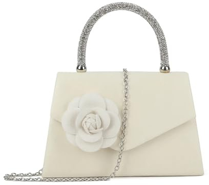 LeahWard Women's Wedding Clutch Bag, Cross Body Bag For Party, Prom, Top Handle Chain Cross Body Bags (Ivory)