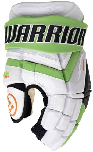 Warrior Eishockey Handschuhe Alpha Deluxe Senior (Weiß/Grün, 13/33 cm)