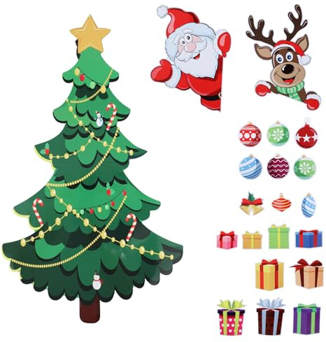 Weihnachts Kühlschrankmagnete, Dekorative Magnetaufkleber mit Weihnachtsmann Weihnachtsbaum und Rentiermotiven für Zuhause Garagentor Briefkasten Autodekoration (Stil 1)