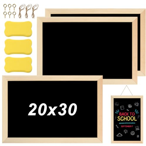 Kreidetafel mit Holzrahmen Sets 3 Stück Schiefertafel Zum Beschriften 20 X 30 cm Kreidetafeln mit 3 Schwamm A4 Kreidetafel Kinder Kleine Blackboard für Kinder Hochzeit Party Schule Restaurants