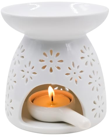 Keramik Duftlampe für Wachs, Teelicht Wax Melt Burner aus glasierter Keramik, Aromalampe für ätherische Öle, dezente Deko für Wohnzimmer und Schlafzimmer
