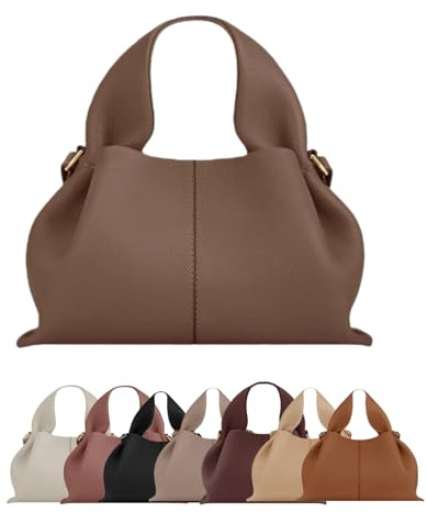 Kuisoe Dumpling Crossbody Bag Damen – Kleine Umhängetasche aus PU Leder mit abnehmbarem Schultergurt, Handtaschen & Geldbörse Design | Verschleißfest & Pflegeleicht Schlicht-elegant
