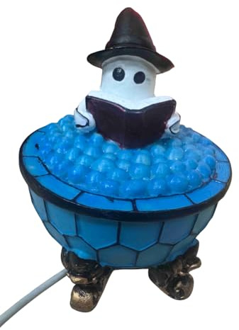 Bonito adorno de escritorio, lámpara de baño decorativa para espíritu de lectura, iluminación ambiental de resina para salón, dormitorio (azul, 12 x 9 cm)