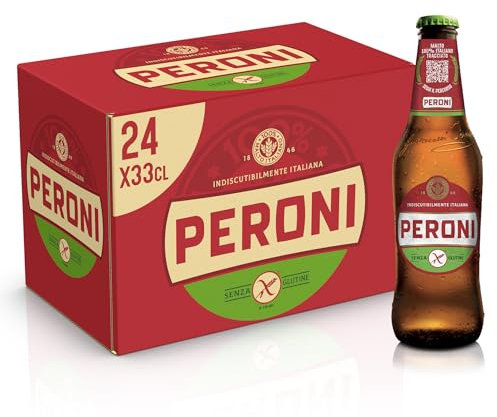 Peroni Birra Senza Glutine, Cassa Birra con 24 Birre in Bottiglia da 33 cl, 7.92 L, Gusto Moderatamente Amaro, Gradazione Alcolica 4.7% Vol