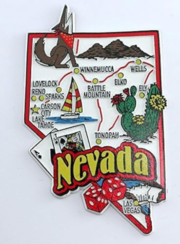 Magnet mit Staatskarte von Nevada und Sehenswürdigkeiten, Collage, Kühlschrankmagnet, Souvenir, Sammlerstück, FMC