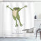 ABAKUHAUS Frosch Duschvorhang, Glückliches Springen Toad Humor, Stoffliches Gewebe Badezimmerdekorationsset mit Haken, 175 x 180 cm, Grün Grau