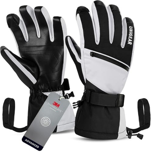 Unigear Skihandschuhe Herren Damen, Wasserdicht rutschfest Thermohandschuhe Winter Handschuhe für Skifahren Snowboard Eislaufen Wandern Radfahren