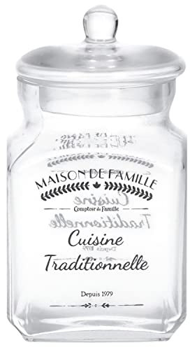Keyhomestore- Barattolo Realizzato in Vetro, Formato Piccolo, Altezza cm 29,5 Diametro cm. 9, Ideale Come Contenitore da Cucina. Idea Regalo per Amici.