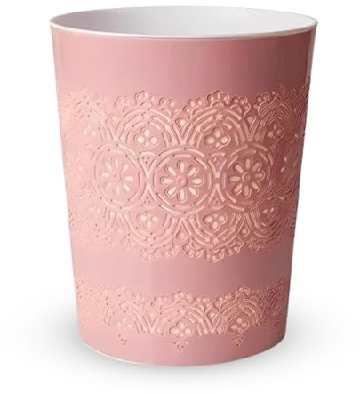 HOMION 9 Litre Flora Waste Container Basket Storage Bin for Office Room Bathroom Usage Small Paper Waste Bin Sack Leightweight Round Bin for Kitchen Home Office Toilet (PINK)