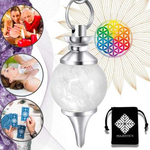 Péndulo Adivinación CRISTAL DE ROCA / CUARZO BLANCO Péndulo Divinatorio de Radiestesia Legal Profesional