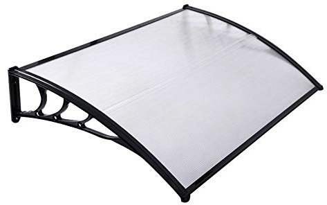 Door Canopy Awnings Garden Outdoor Window Patio Porch Rain Protector Shelter Shade Cover Resists-Corrosion 120x80x23.8cm,Black