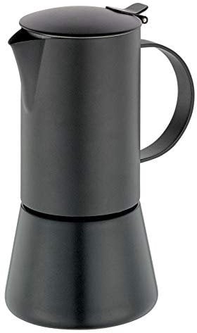 Cilio AIDA Espressokocher 6 Tassen | Edelstahl schwarz, matt | für alle Herdarten, auch Induktion geeignet | Ø 9cm, H:17,5cm | italienische Kaffeemaschine | Cafetera
