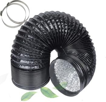 Schahba Aluflexschlauch PVC Lüftungsschlauch 10m (200mm) Schwarz - Flexibel, Hohe Druckfestigkeit, Für Lüftungssysteme