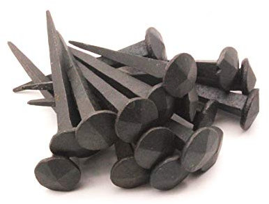 Chiodi in ferro forgiati a mano, tradizionali 40 pezzi (1 kg), testa rotonda rustica in ferro nero, 20 mm/75 mm, chiodi decorativi per porte e mobili