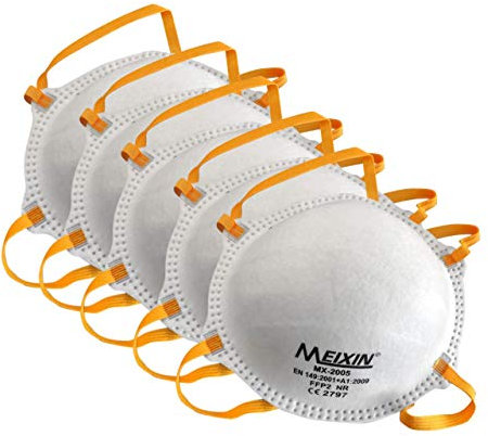 Meixin Atemschutzmaske FFP2 im 20er Set mit CE-Zertifikat 2797 – Hochwertige Atemmaske – Anpassbare Staubmaske – Feinstaubmaske, Staubschutzmaske